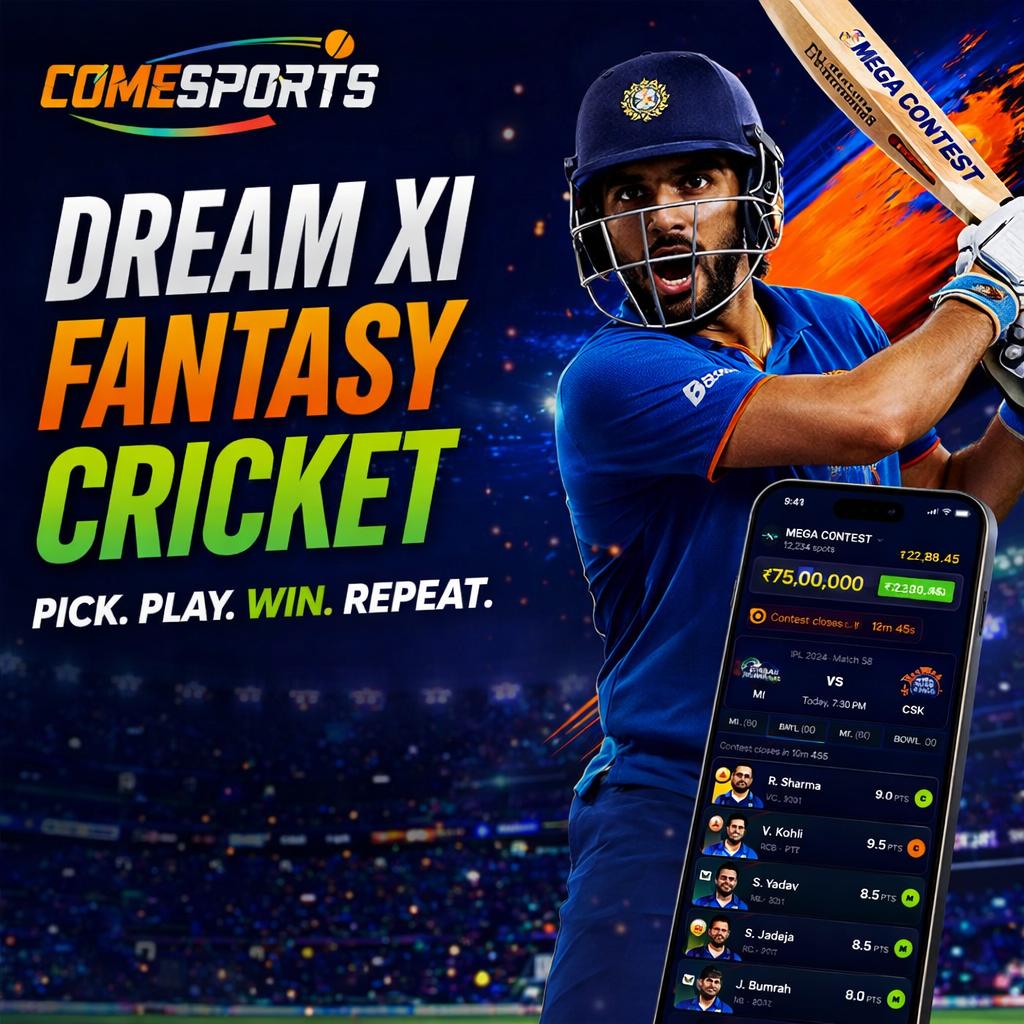 Come Club Hub Dream XI fantasy cricket ad visual